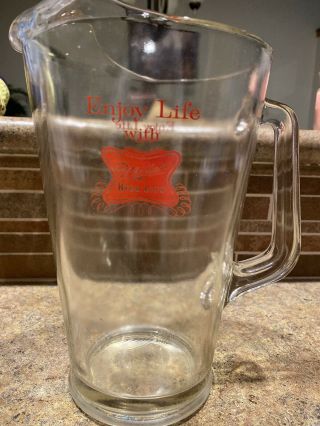 Enjoy Life With Miller High Life Glass Beer Pitcher With Pour Spout And Handle