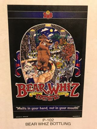 Bear Whiz Beer Bottling Vintage Old Stock Poster Advertising Sign P2