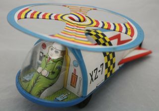 Atc Asahi Toy Co Vintage Friction Xz - 7 Tin Space Ship Toy Made In Japan