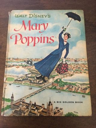 Vintage 1966 Walt Disney Mary Poppins Big Golden Book First Edition 9th Printing