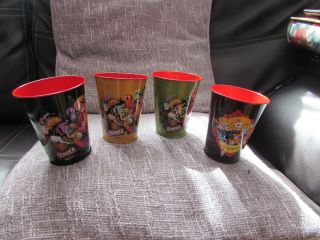4 Tin Cups Depicting The Day Of The Dead Issued By Kahlua Liqueur/olmeca Tequila
