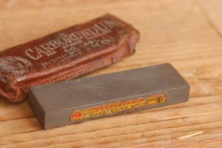 Vintage Carborundum Brand Pocket Knife Hone Sharpening Stone Leather Case 149l