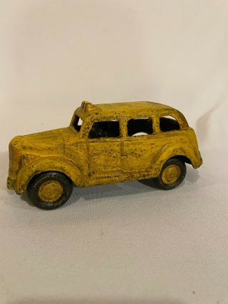 Vintage Cast Iron Yellow Taxi Cab.  Toy Car