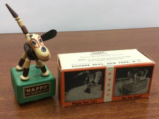 Vintage Kohner Happy Wonder Dog Push Puppet Wooden W/ Box Mib