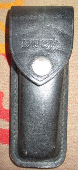 Vintage Buck 110 Black Leather Knife Sheath With Belt Loop