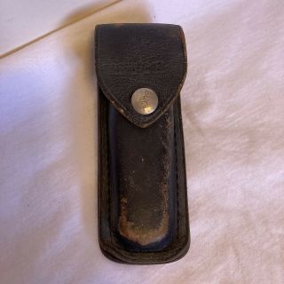 Vintage Buck 110 Black Leather Pocket Knife Belt Sheath Case Holder Old Folding