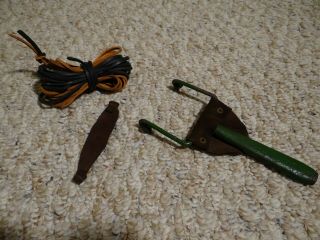 Antique Slingshot From 1920 ' s Europe Metal/Leather/Rubber Very Old 2