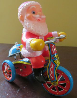 Vintage Santa Claus Tricycle Christmas Tin Wind Up Toy,  Suzuki Japan