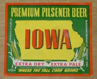 1 Beer Label From Davenport,  Iowa,  Blackhawk Brewing,  Iowa Premium Pils. ,  12 Oz.
