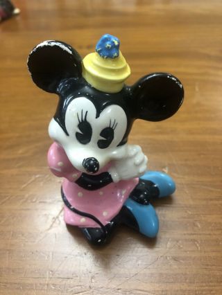 Vintage Disney Minnie Mouse Porcelain Figurine Japan Walt Disney Productions
