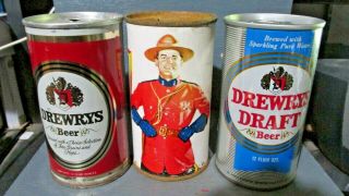 ASSORTED DREWRYS FLAT TOP & PULL TAB STEEL BEER CANS - [READ DESCRIPTION] - 3