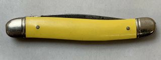 Vtg Yellow Imperial Crown Logo Providence,  RI Pocket Folding Knife 2 Blade 2