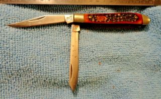 R Klaas Kc6219rd Kissing Crane 2 Blade Trapper Pocket Knife Red Bone Handle