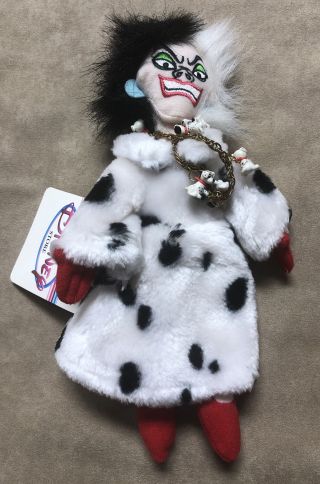 Disney 101 Dalmatians Cruella Deville Beanie Bean Bag Plush Stuffed Doll Villain