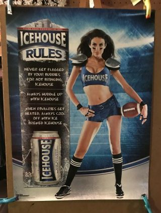 Icehouse Beer Female Football Player Poster