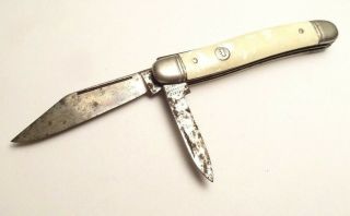 Vintage 2 Blade Imperial Usa Prov.  R.  I.  Pocket Knife Mother Of Pearl Look Like