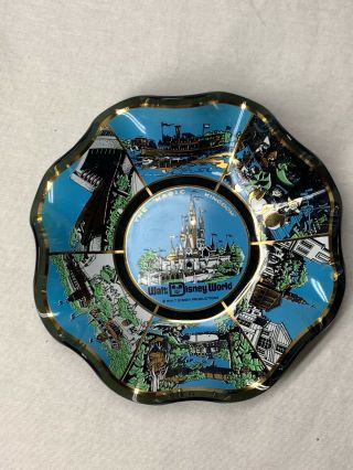Vintage Walt Disney World Ruffled Dish Bowl Plate Magic Kingdom