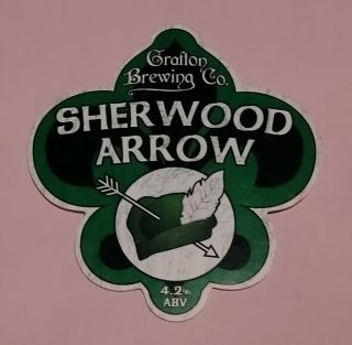 Grafton Brewing Co Sherwood Arrow Beer Pump Handle Clip Badge 4.  2 Robin Hood