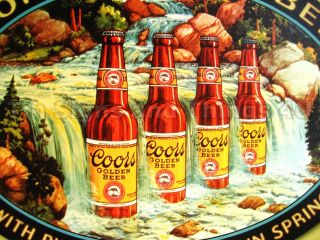 Coors Waterfall TIN SIGN Golden Beer label vtg metal wall decor art bar pub 1311 3