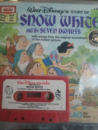 Vintage Walt Disney Snow White And The Seven Dwarfs Book And Tape