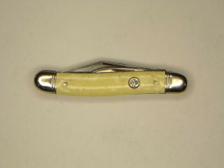 Vintage Imperial Prov RI USA Folding Pocket Knife Cream Pearl 2 Blade Crown Logo 2