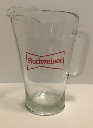 Vintage Budweiser Glass Pitcher Bowtie Logo 60 Ounce
