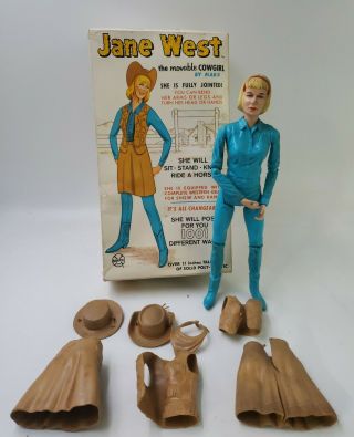 Vintage Louis Marx Toys Jane West Action Figure Accessories And Partial Box L3