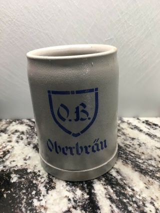 German Salt - Glazed Beer Mug Stein Ober Brau Brewery Holzkirchen Bavaria.  3 L