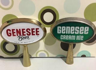 Vintage Genesee And Genesee Cream Ale Keg Tap Handles Gold Metal And Preown