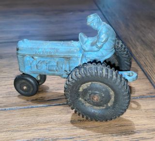 Old Vintage Toy Auburn Rubber Usa Tractor Truck Farm Vehicle W/ Driver Blue 4 "