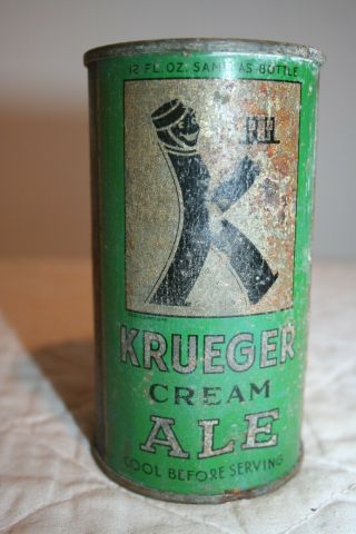 Krueger Cream Ale 12 Oz.  Oi 1940 Flat Top Beer Can From Newark,  Jersey