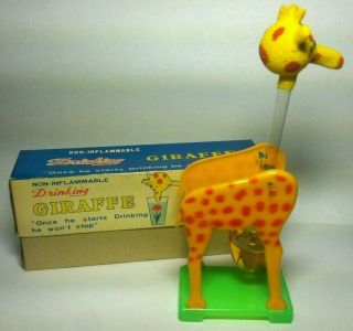 Vintage Drinking Giraffe Toy With Box Bobbing Toy Taiwan 1970s Kinetic