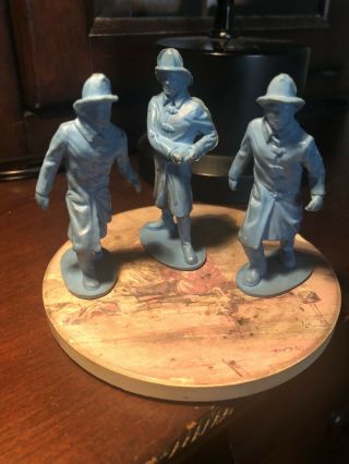 first $20 - Vintage Marx Set OF 3 RUBBER/Plastic Blue Firemen 3 