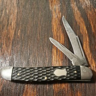 Ik Co (imperial) Knife Made In Usa Long Pull Black Jack Vintage Folding Pocket