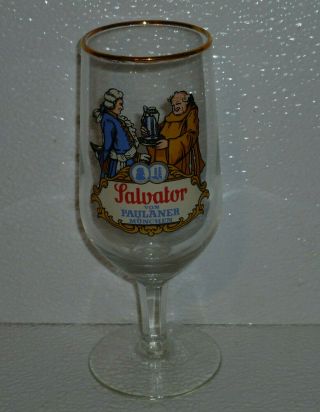 Salvatore Von Paulaner Beer Glass Fancy Footed Cup Goblet Vtg Advertising 6.  5 "