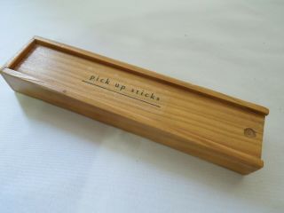 Antique / Vintage Wood Pick Up Sticks Game 38 Sticks Plus 1 In Wood Box