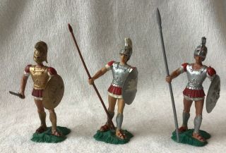 Vintage Athena/aohna,  1960/70’s,  Ancient Greeks In Red X 3,  65mm Scale Plastic.