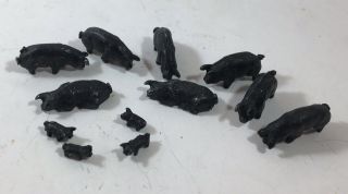 12 Vintage Miniature Cast Iron Pigs 1/8” - 3/4” B44