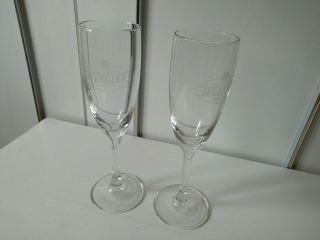 Mercier Champagne Flute X 2 Vintage French Bubbly Wine Glass Party Bar Epernay