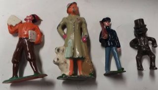 4pc Vintage Barclay Lead Toy Figures Railroad:misc Staff (5fc1 - 5)