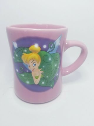 Disney Store Tinker Bell Coffee Mug/cup 3d Art Ceramic Pink 16 Oz Peter Pan
