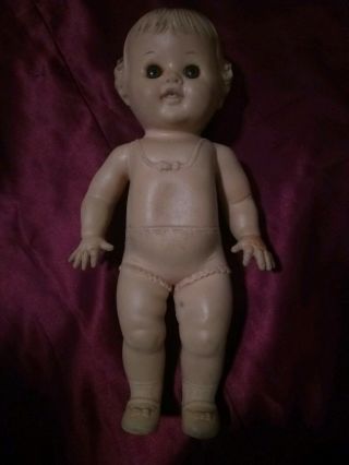 Vintage Rubber 10 " Squeaky Doll Girl Tod - L - Dee Sun Rubber Doll Company Usa 1956