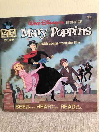 Vtg 1977 Walt Disney Record Story Of Mary Poppins 302 See Hear Read Good