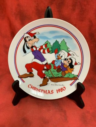 Disney Schmid 1980 Annual Collector Decorative Plate Mickey Minnie Christmas