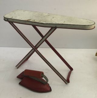 Vintage Kids - Toy - Metal Iron And Ironing Board Unmarked
