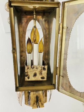 Vintage Tom Greene Feldman Brutalist Hanging Swag Lamp•Torch Cut Brass•Modernism 4