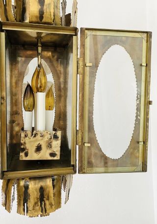 Vintage Tom Greene Feldman Brutalist Hanging Swag Lamp•Torch Cut Brass•Modernism 5