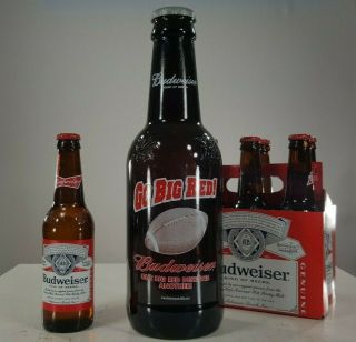 Budweiser Go Big Red Pitcher 15 " Glass Beer Bottle 64 Oz
