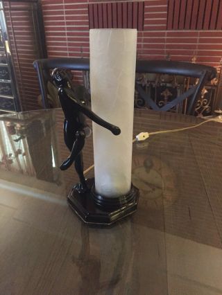 Vintage Sarsaparilla Art Glass Art Deco Nouveau Nude Lady Lamp