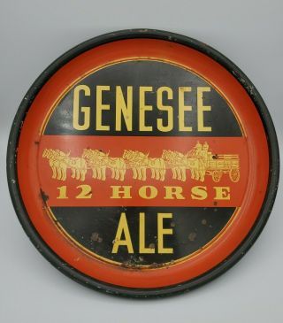 Old 12 Horse Ale Tin Beer Serving Tray Genesee Brewing Rochester Ny